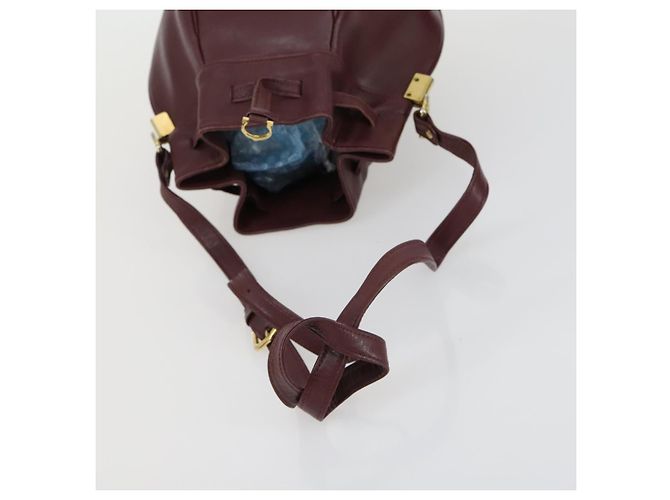CARTIER Borsa a Spalla Must Line Pelle 5 Set Bordeaux Oro Auth mr1720 D'oro Bordò - vista 14
