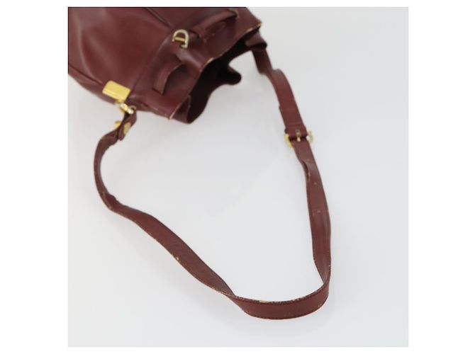 CARTIER Borsa a Spalla Must Line Pelle 5 Set Bordeaux Oro Auth mr1720 D'oro Bordò - vista 19