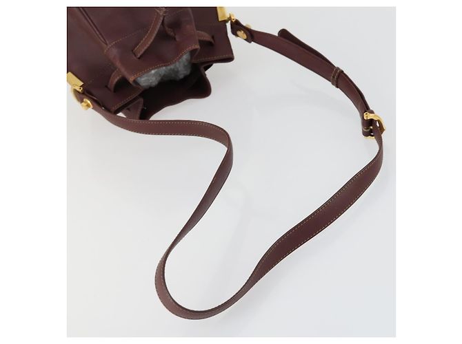 CARTIER Borsa a Spalla Must Line Pelle 5 Set Bordeaux Oro Auth mr1720 D'oro Bordò - vista 24
