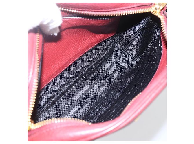 Borsa a Spalla PRADA in Pelle 2way Bordeaux Oro Auth ka1044 D'oro Bordò - vista 11