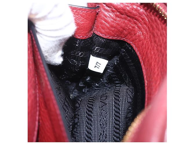 Borsa a Spalla PRADA in Pelle 2way Bordeaux Oro Auth ka1044 D'oro Bordò - vista 12