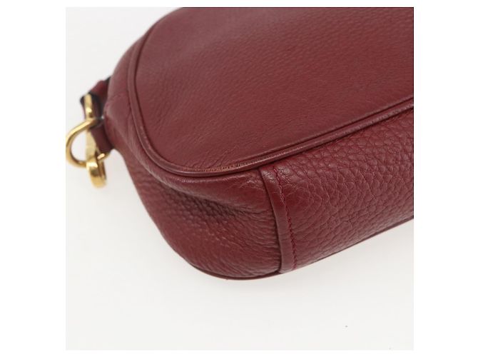 Borsa a Spalla PRADA in Pelle 2way Bordeaux Oro Auth ka1044 D'oro Bordò - vista 14