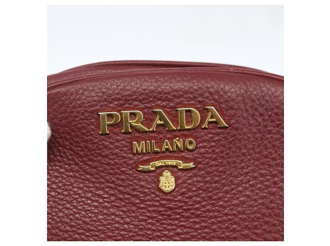 Borsa a Spalla PRADA in Pelle 2way Bordeaux Oro Auth ka1044 D'oro Bordò - vista 17