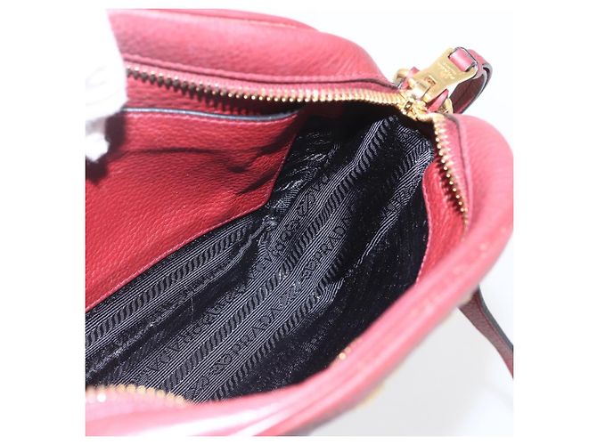Borsa a Spalla PRADA in Pelle 2way Bordeaux Oro Auth ka1044 D'oro Bordò - vista 19