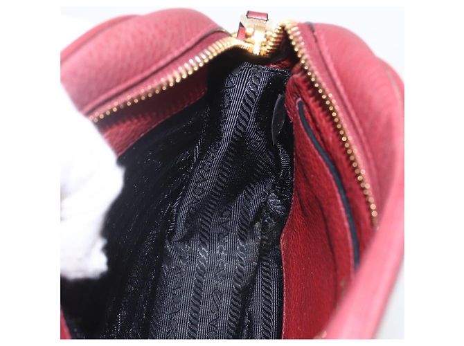 Borsa a Spalla PRADA in Pelle 2way Bordeaux Oro Auth ka1044 D'oro Bordò - vista 20
