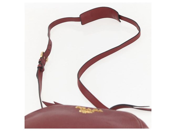 Borsa a Spalla PRADA in Pelle 2way Bordeaux Oro Auth ka1044 D'oro Bordò - vista 8