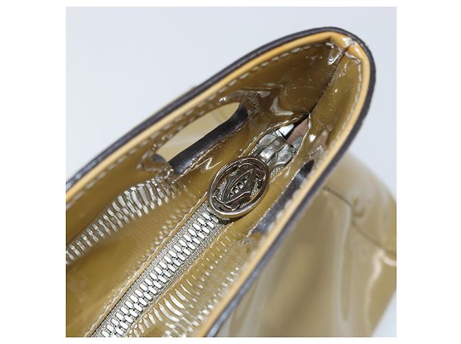 Bolso Tote Cartier Cuero charol Amarillo Plata Auth BA9040 - vista 10