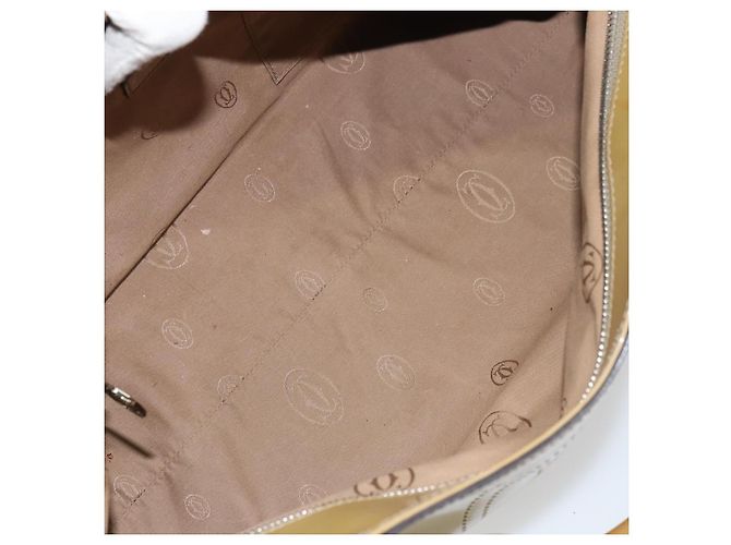Bolso Tote Cartier Cuero charol Amarillo Plata Auth BA9040 - vista 11