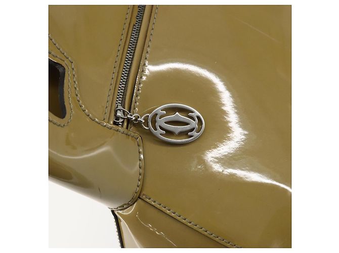 Bolso Tote Cartier Cuero charol Amarillo Plata Auth BA9040 - vista 17