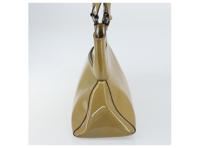 Bolso Tote Cartier Cuero charol Amarillo Plata Auth BA9040 - vista 3