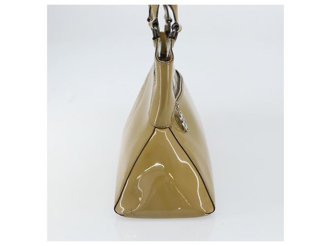 Bolso Tote Cartier Cuero charol Amarillo Plata Auth BA9040 - vista 4
