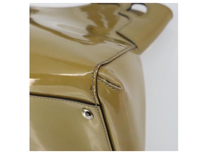 Bolso Tote Cartier Cuero charol Amarillo Plata Auth BA9040 - vista 9