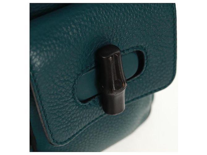 Zaino in pelle Gucci Bamboo verde argento 370833 Auth 159026V - vista 22