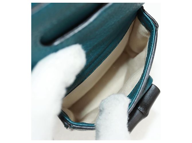 Zaino in pelle Gucci Bamboo verde argento 370833 Auth 159026V - vista 24