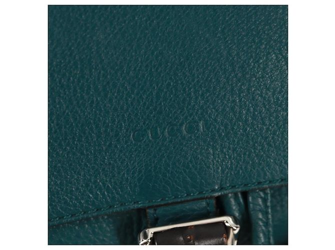 Zaino in pelle Gucci Bamboo verde argento 370833 Auth 159026V - vista 25