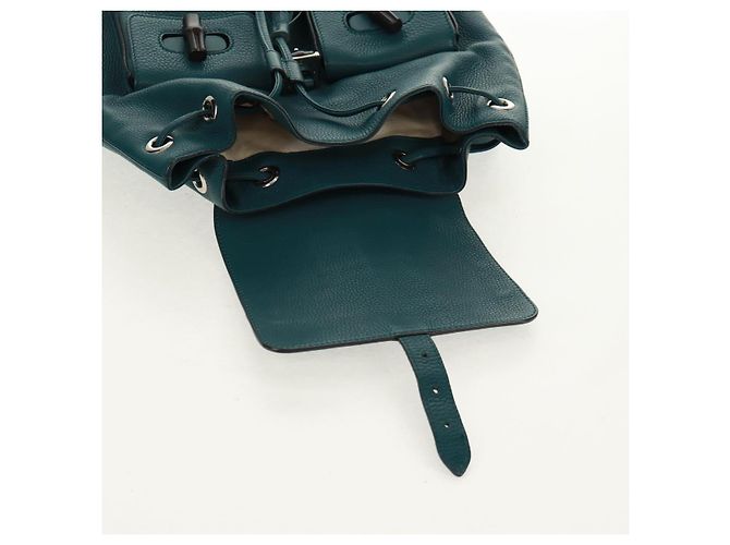 Zaino in pelle Gucci Bamboo verde argento 370833 Auth 159026V - vista 27