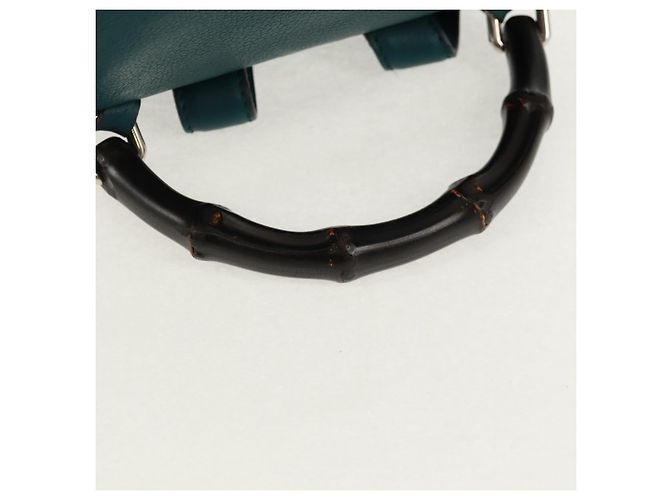 Zaino in pelle Gucci Bamboo verde argento 370833 Auth 159026V - vista 7