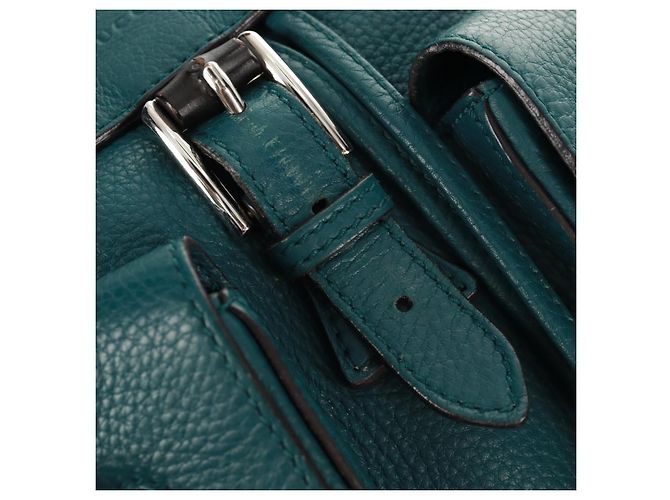 Zaino in pelle Gucci Bamboo verde argento 370833 Auth 159026V - vista 9