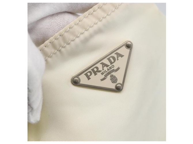 Borsa Tote PRADA in nylon bianco argento Auth ka1005 - vista 17