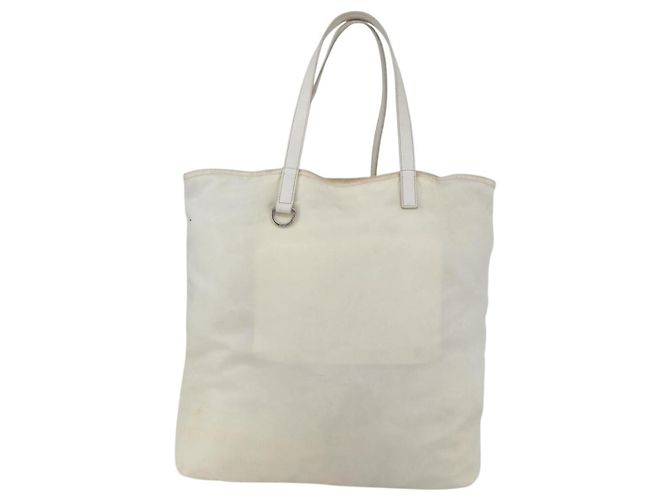 Borsa Tote PRADA in nylon bianco argento Auth ka1005 - vista 2