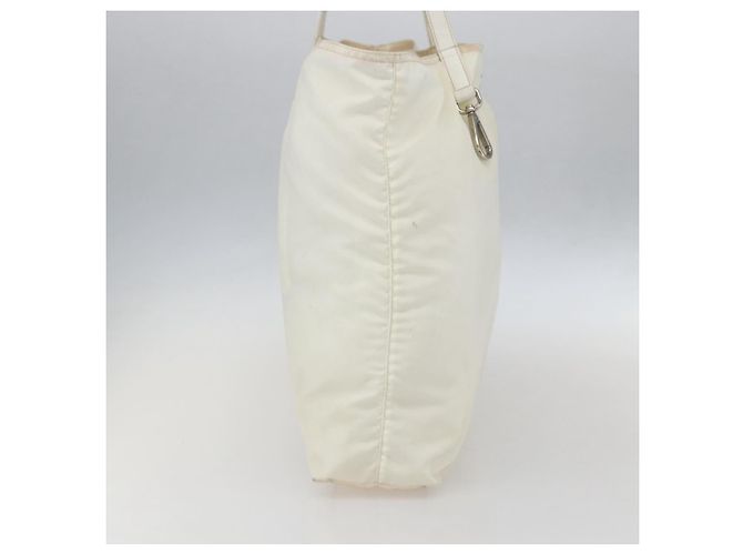 Borsa Tote PRADA in nylon bianco argento Auth ka1005 - vista 3