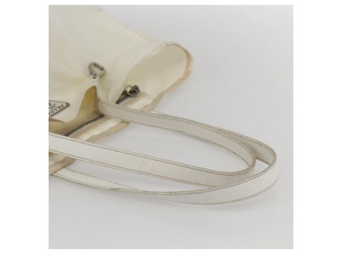 Borsa Tote PRADA in nylon bianco argento Auth ka1005 - vista 7
