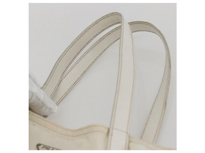 Borsa Tote PRADA in nylon bianco argento Auth ka1005 - vista 8