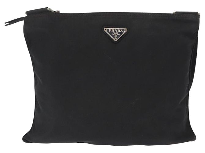 Bolsa de Ombro PRADA Nylon Preto Prata Autêntica 157878 - vista 13