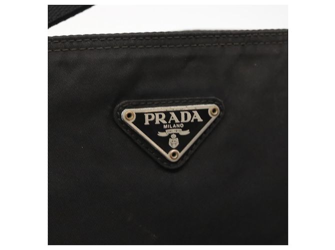 Bolsa de Ombro PRADA Nylon Preto Prata Autêntica 157878 - vista 17