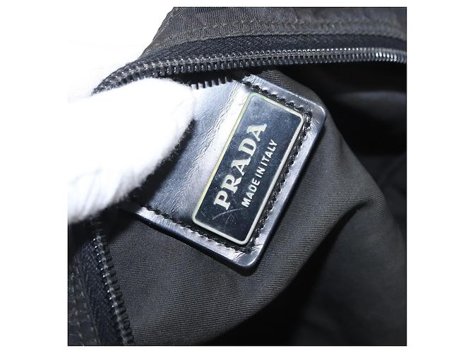 Bolsa de Ombro PRADA Nylon Preto Prata Autêntica 157878 - vista 18