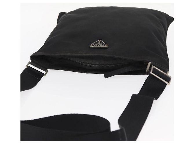 Bolsa de Ombro PRADA Nylon Preto Prata Autêntica 157878 - vista 6