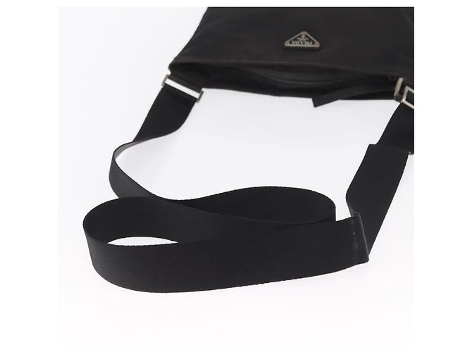 Bolsa de Ombro PRADA Nylon Preto Prata Autêntica 157878 - vista 7