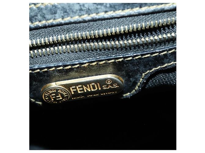 Pequin FENDI Pecan Canvas Backpack PVC Brown Black gold Auth ka1008 - view 23