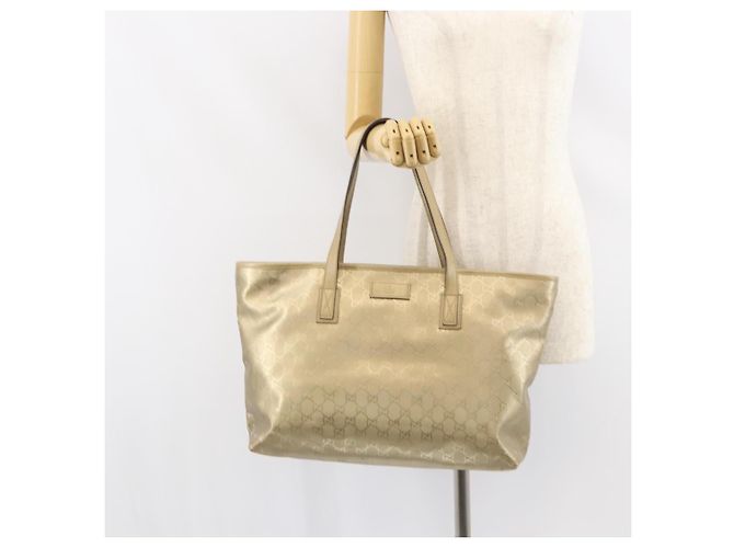Gucci Borsa tote GG Implementation in PVC dorato 211137 Auth ep12474 - vista 23