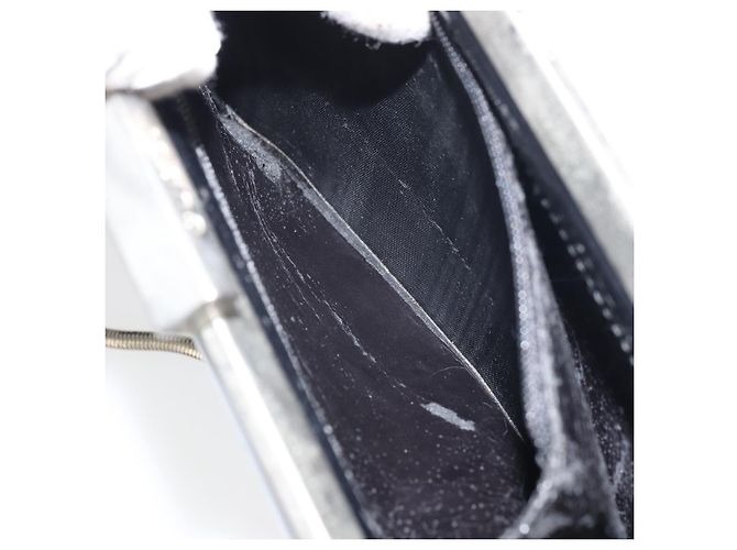 Gucci Borsa a spalla con catena in pelle nera argento Auth 160616 Nero - vista 11