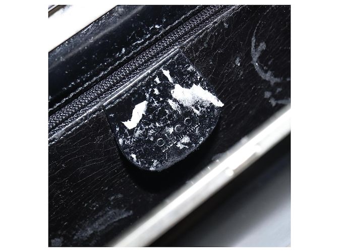 Gucci Borsa a spalla con catena in pelle nera argento Auth 160616 Nero - vista 18