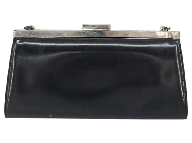 Gucci Borsa a spalla con catena in pelle nera argento Auth 160616 Nero - vista 2