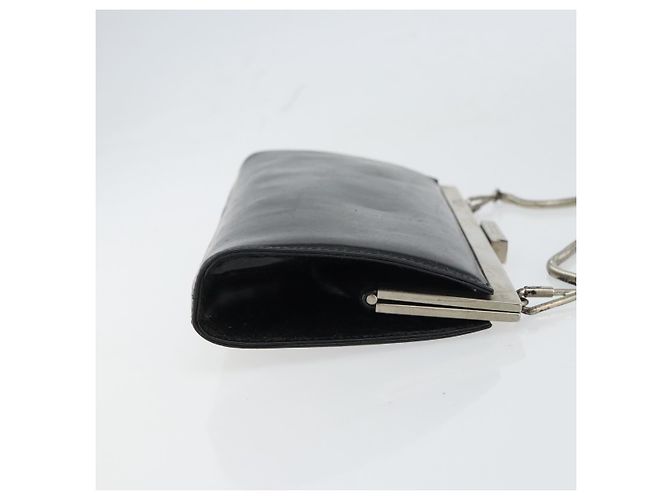 Gucci Borsa a spalla con catena in pelle nera argento Auth 160616 Nero - vista 3