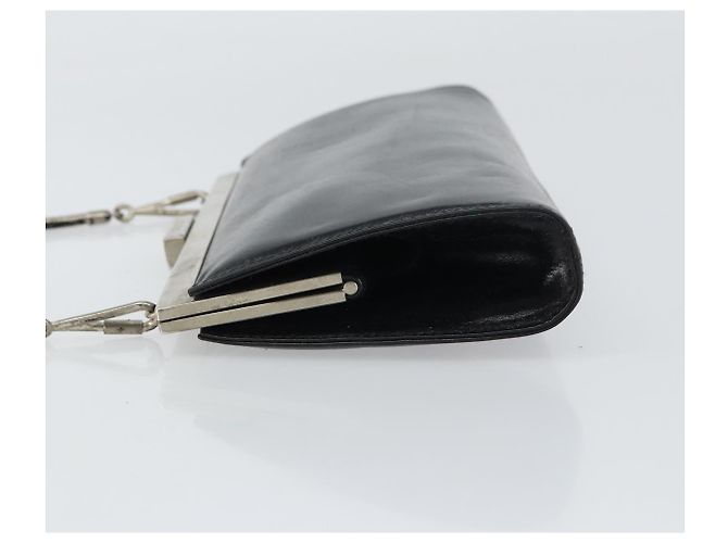 Gucci Borsa a spalla con catena in pelle nera argento Auth 160616 Nero - vista 4