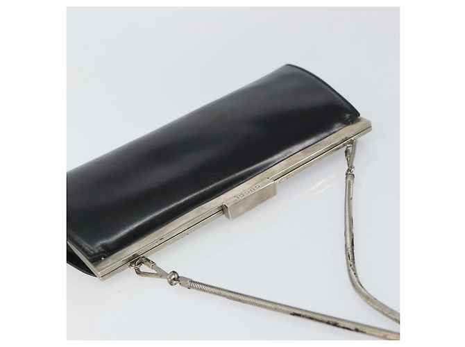 Gucci Borsa a spalla con catena in pelle nera argento Auth 160616 Nero - vista 6
