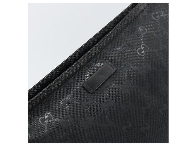 Bolsa de Ombro GUCCI GG em PVC Preto Prata 201446 Auth bs31747 - vista 18