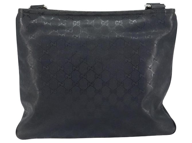 Bolsa de Ombro GUCCI GG em PVC Preto Prata 201446 Auth bs31747 - vista 2