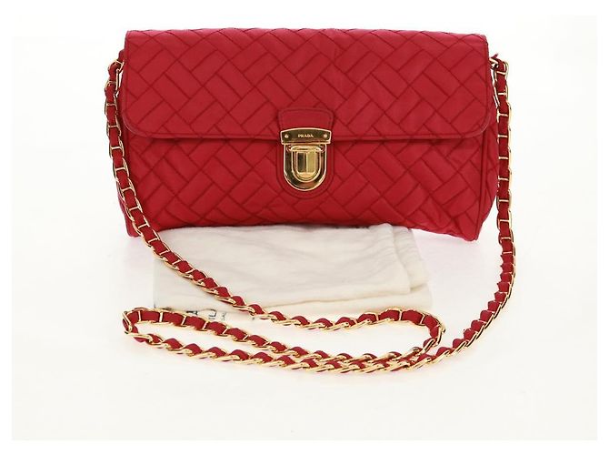 PRADA Borsa a Spalla con Catena Nylon Rosa Oro Auth 160856V D'oro - vista 12