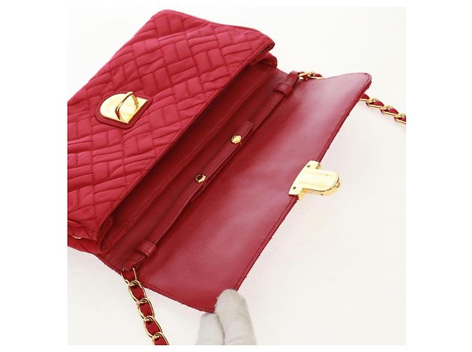 PRADA Borsa a Spalla con Catena Nylon Rosa Oro Auth 160856V D'oro - vista 21