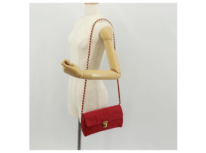 PRADA Borsa a Spalla con Catena Nylon Rosa Oro Auth 160856V D'oro - vista 27