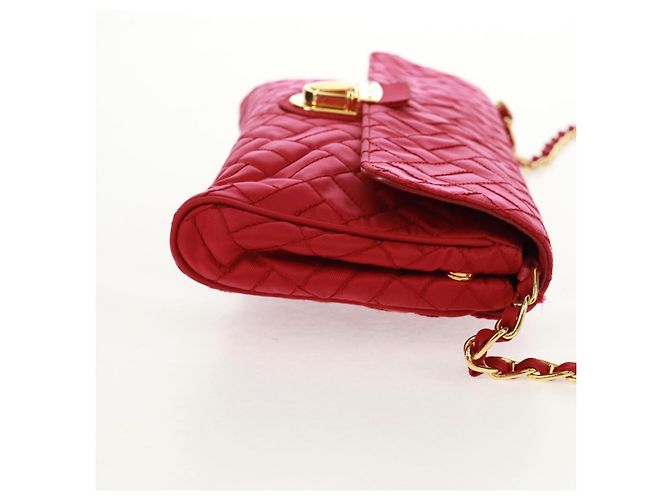 PRADA Borsa a Spalla con Catena Nylon Rosa Oro Auth 160856V D'oro - vista 4