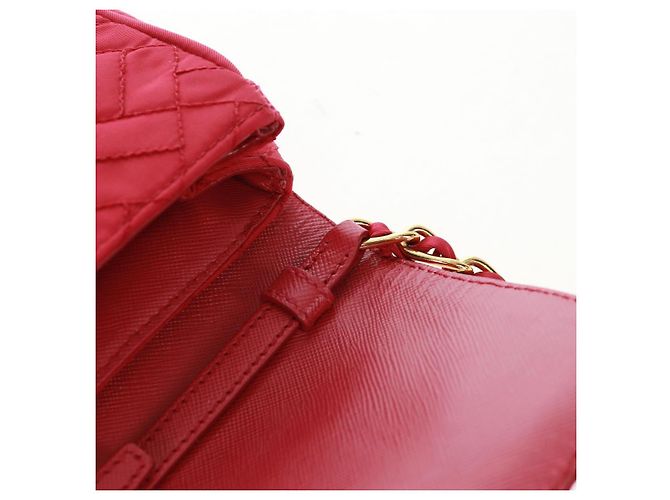 PRADA Borsa a Spalla con Catena Nylon Rosa Oro Auth 160856V D'oro - vista 9