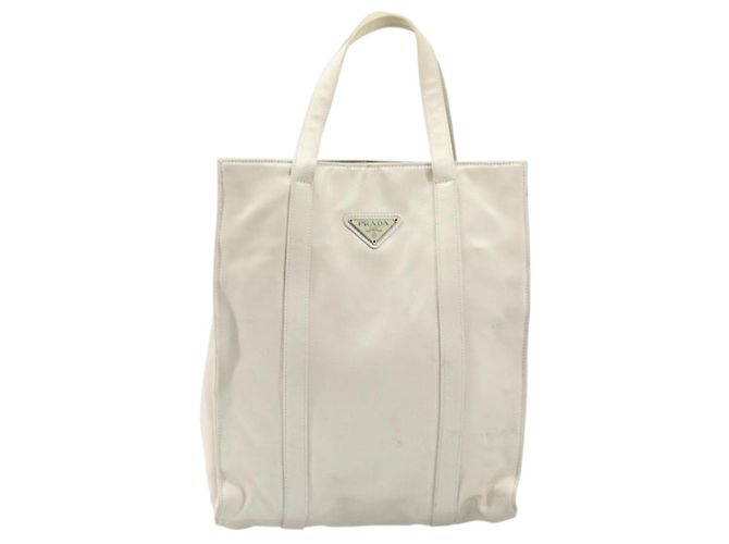 PRADA Borsa a Mano Satin Bianco Auth bs31836 - vista 13