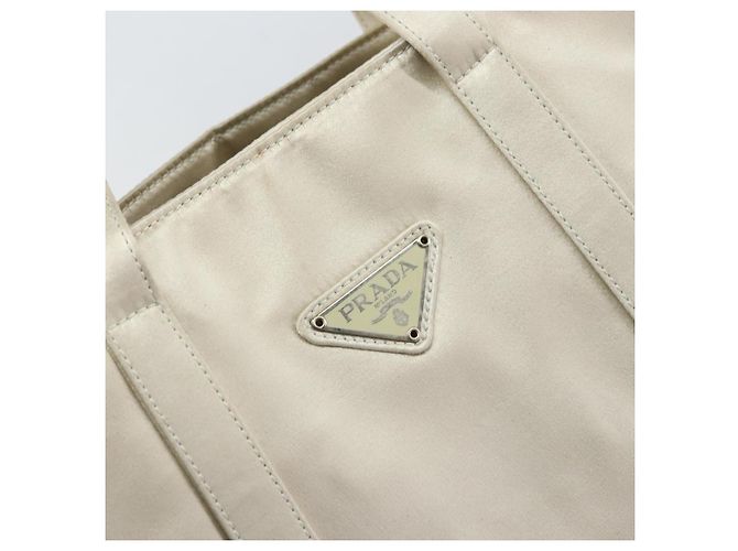 PRADA Borsa a Mano Satin Bianco Auth bs31836 - vista 17