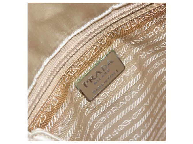 PRADA Borsa a Mano Satin Bianco Auth bs31836 - vista 18